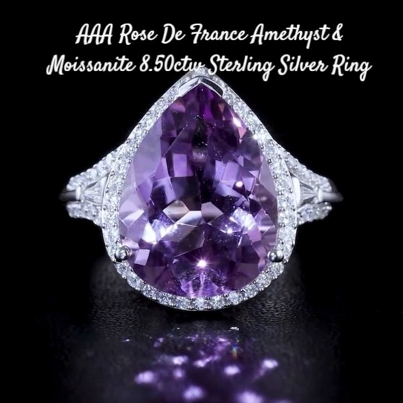 Jewelry | Aaa Rose De France Amethyst Moissanite 85ctw Ring ...